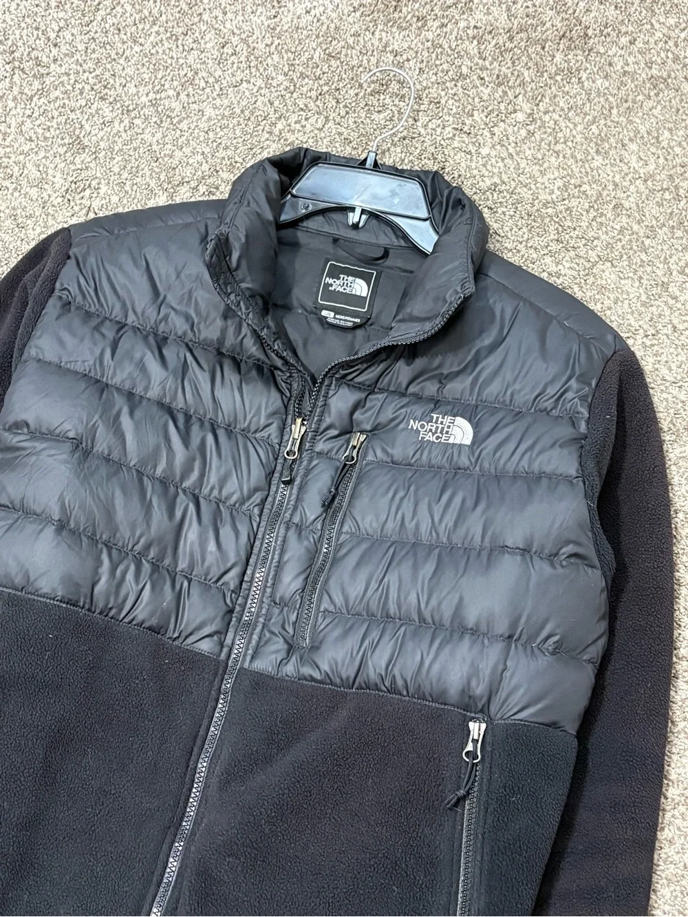 The North Face Denali 550 Down Hybrid Jacket Mens L Black Puffer Fleece Gorp